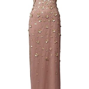 3D Beaded & Sequin One-Shoulder Gown